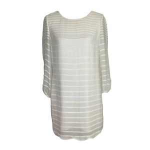 Massimo Dutti Long Sleeve Mini Dress Cream size 42 Large